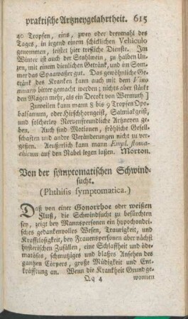 Von der symptomatischen Schwindsucht. (Phthisis symptomatica.)