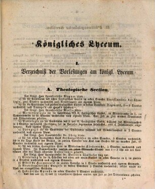 Jahres-Bericht über das Kgl. Bayer. Lyceum, Gymnasium und über die Lateinschule zu Dilingen. 1853/54 (1854)