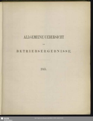 Allgemeine Uebersicht der Betriebsergebnisse : 1865