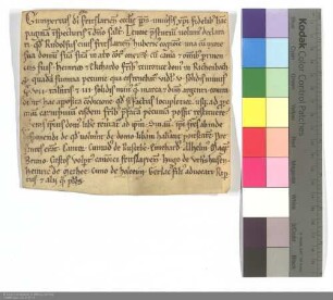 Gumpert Probst zu Fritzlar beurkundet, daß der dasige Bürger Rudolf Huberich den Deutschordensbrüdern Heinrich und Eckard zu Reichenbach für eine ...
