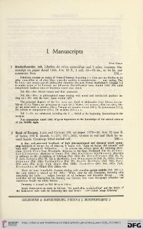 I. Manuscripts (No. 1 - 12)