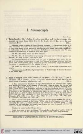 I. Manuscripts (No. 1 - 12)
