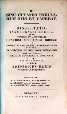 De sinu cutaneo ungularum ovis et capreae : Diss. inaug. med.