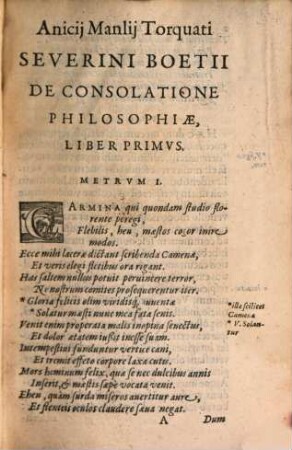 Anici[i] Manli[i] Severini Boeti[i] De Consolatione Philosophiae Libri Qvinqve