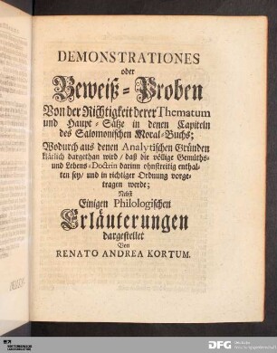 Demonstrationes oder Beweiß-Proben [...].