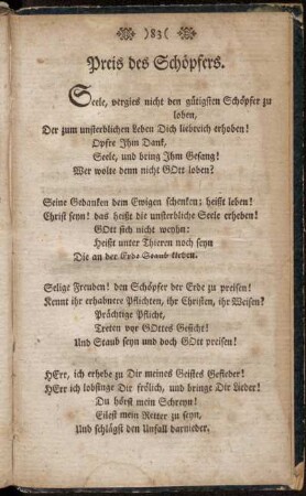 Preis des Schöpfers