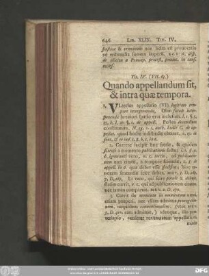 Tit. IV. (VII. 63.) Quando appellandum sit, & intra quae tempora.