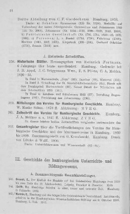 III. Geschichte des hamburgischen Unterrichts- und Bildungswesens.