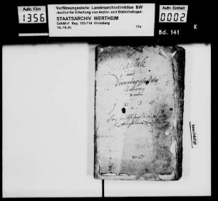 Manual der Renteirechnung Virneburg, mit Partikular der Forstrechnung 1631