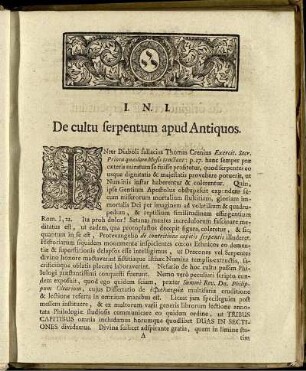 De cultu serpentum apud Antiquos.