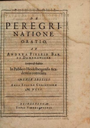 De Peregrinatione Oratio