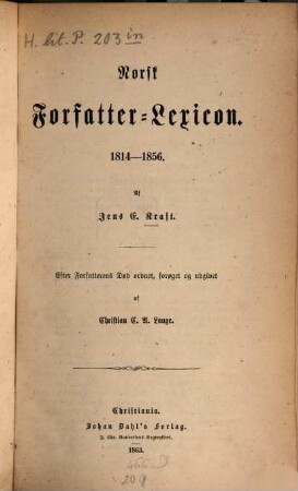 Norsk Forfatter-Lexicon : 1814 - 1856