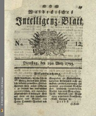 No. 12. Dienstag, den 19ten Merz 1793