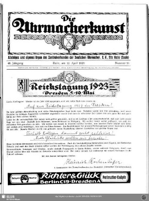 Reichstagung 1923 Dresden 5. - 10. Mai