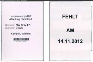 Entnazifizierung Wilhelm Kempen, geb. 25.10.1906 (Kaufmann)