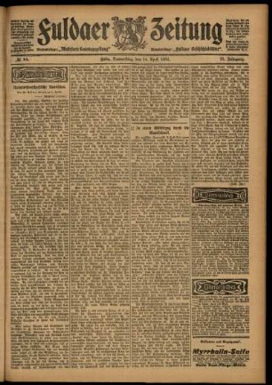 Zweite Ausgabe vom Donnerstag, den 14. April 1904.