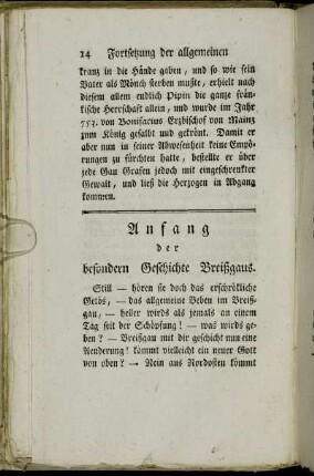 Fortsetzung der besondern Geschichte Breißgaus.