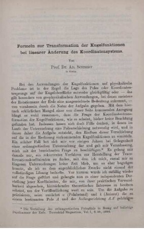 Formeln zur Transformation der Kugelfunktionen bei linearer Änderung des Koordinatensystems.