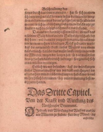Das Dritte Capitel. Von der Krafft vnd Wirckung des Northeuser Brunnens.