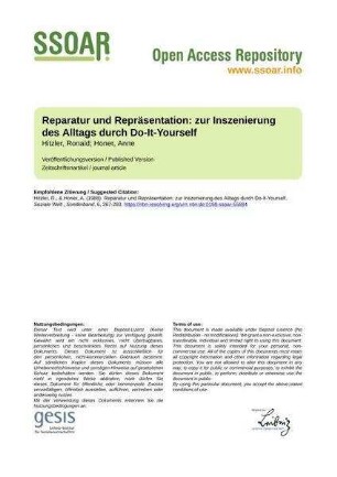 Reparatur und Repräsentation: zur Inszenierung des Alltags durch Do-It-Yourself