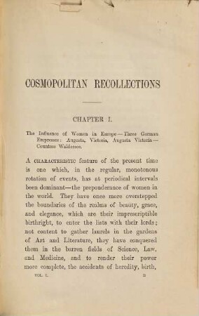 Cosmopolitan Recollections : By the author of "Random Recollections of Courts & Society." In two volumes, 1