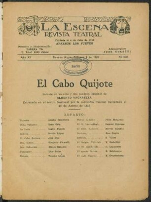 El cabo Quijote : sainete en un acto y dos cuadros