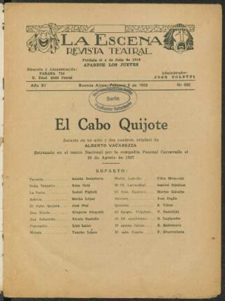 El cabo Quijote : sainete en un acto y dos cuadros