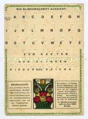 Postkarte mit Blindenschrift
