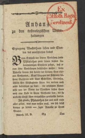Anhang zu den kosmologischen Untersuchungen