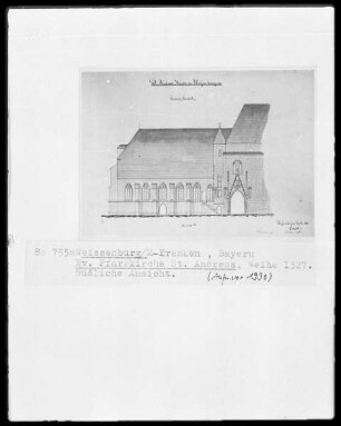 Weißenburg am Sand, Evangelische Pfarrkirche Sankt Andreas, Weihe 1327, Südliche Ansicht