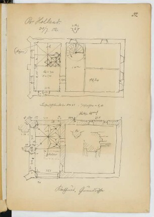 Rathaus, Preußisch Holland: Grundriss EG, 1.OG (aus: Skizzen- und Fotoalbum 20)
