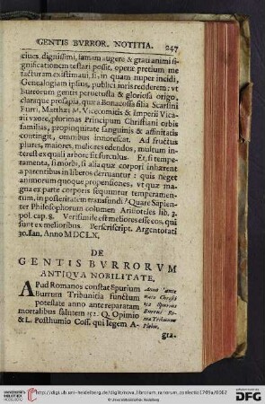De Gentis Burrorum antiqua nobilitate