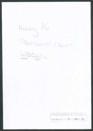Wölfflin, Heinrich, Berlin, Schriftwechsel mit Wichert