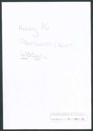 Wölfflin, Heinrich, Berlin, Schriftwechsel mit Wichert