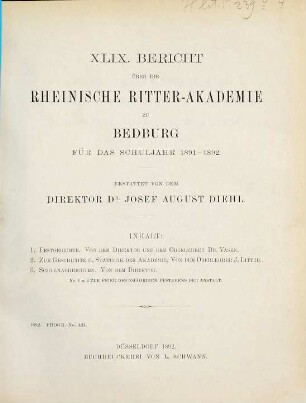 Bericht : über d. Schuljahr .... 49. 1891/92