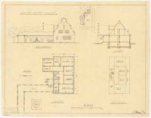 Propstei: Ansicht, Schnitt, Grundriss EG, OG 1:150, Lageplan