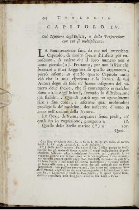 Capitolo IV. Del Numero degl' Insetti, e della Proporzione con cui si moltiplicano.