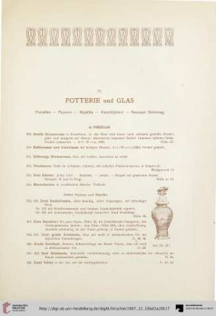 IV. Potterie und Glas (Nr. 209-314)