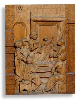 Acht Reliefs eines Retabels aus dem ehemaligen Kloster Mönchröden mit Darstellungen aus dem Marienleben: Der zwölfjährige Jesus im Tempel