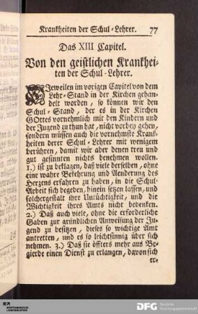 Das XIII. Capitel. Von den geistlichen Krankheiten der Schul-Lehrer.