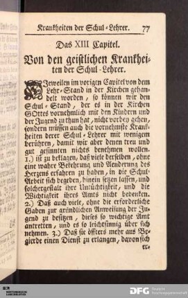 Das XIII. Capitel. Von den geistlichen Krankheiten der Schul-Lehrer.