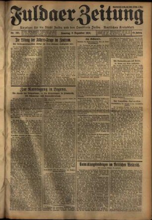 Erste Ausgabe vom Sonntag, den 09. Dezember 1928.