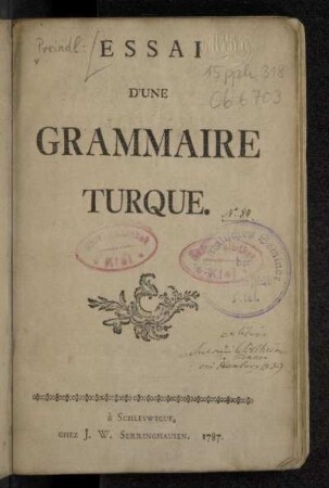 Essai D'Une Grammaire Turque