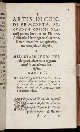 Caput I. De Eloquentiae Utilitate [...]