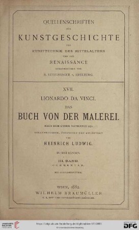 Band 17: Quellenschriften für Kunstgeschichte und Kunsttechnik des Mittelalters und der Renaissance: Commentar