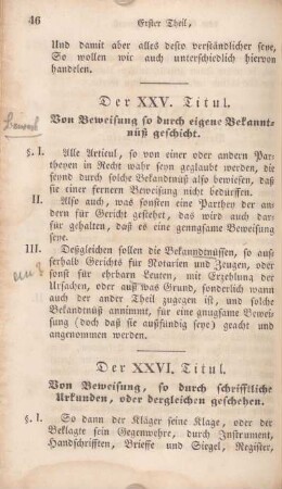 Der XXVI. Titul. Von Beweisung so durch schrifftliche Urkunden, oder dergleichen geschehen.