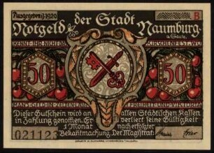 Notgeld der Stadt Naumburg a. Saale 50 Pfg.