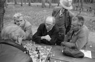 Männer beim Schachspielen im Park. In Ostrava : Männer beim Schachspielen im Park. In Ostrava, Tschechische Republik.