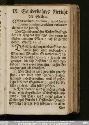 IX. Sonderbahres Gericht der Seelen.