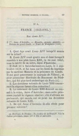 N° 4. France (1643 - 1715.)